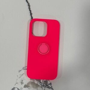 Neon Pink Iphone 14 Pro Case with Ring Holder